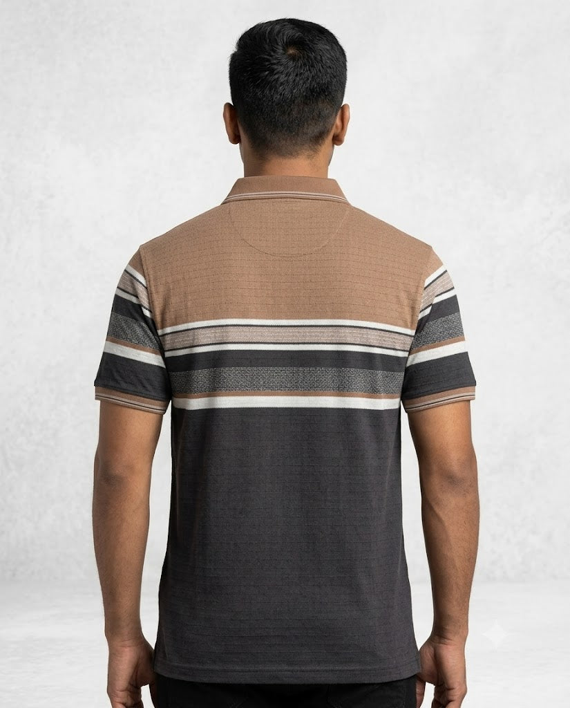 C n C Men's Premium Striped Polo T-Shirt
