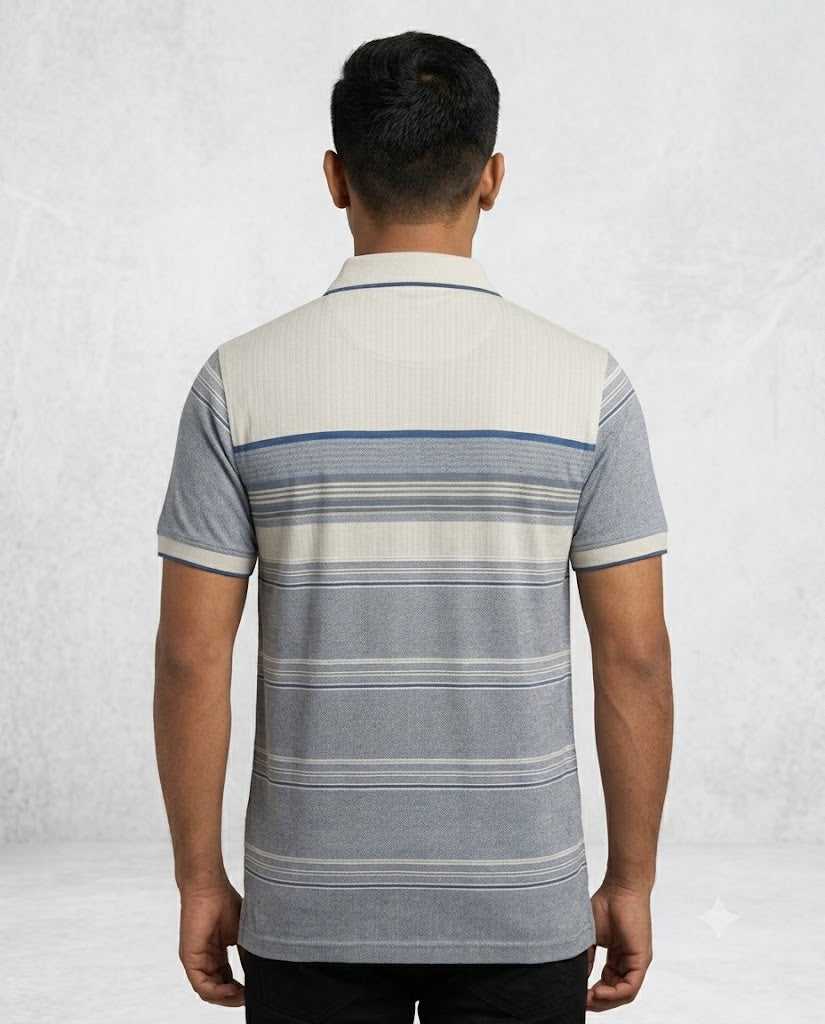 C n C Men's Premium Striped Polo T-Shirt