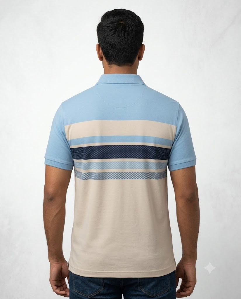 C n C Men's Premium Striped Polo T-Shirt