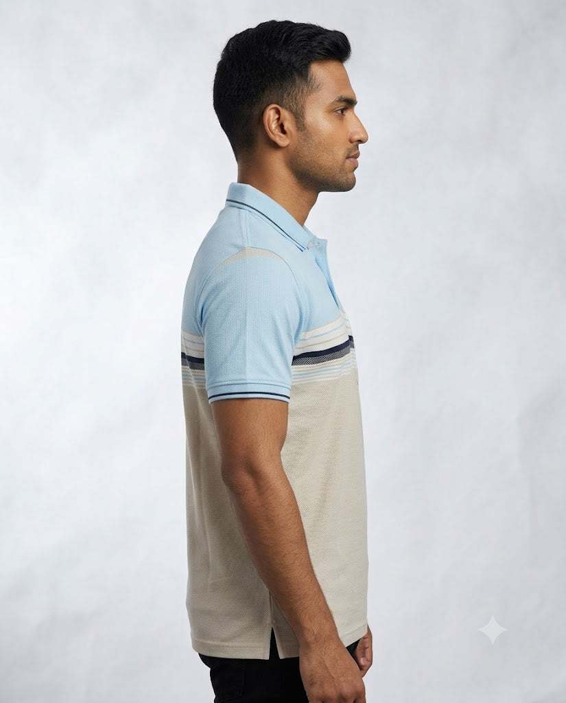C n C Men's Premium Striped Polo T-Shirt