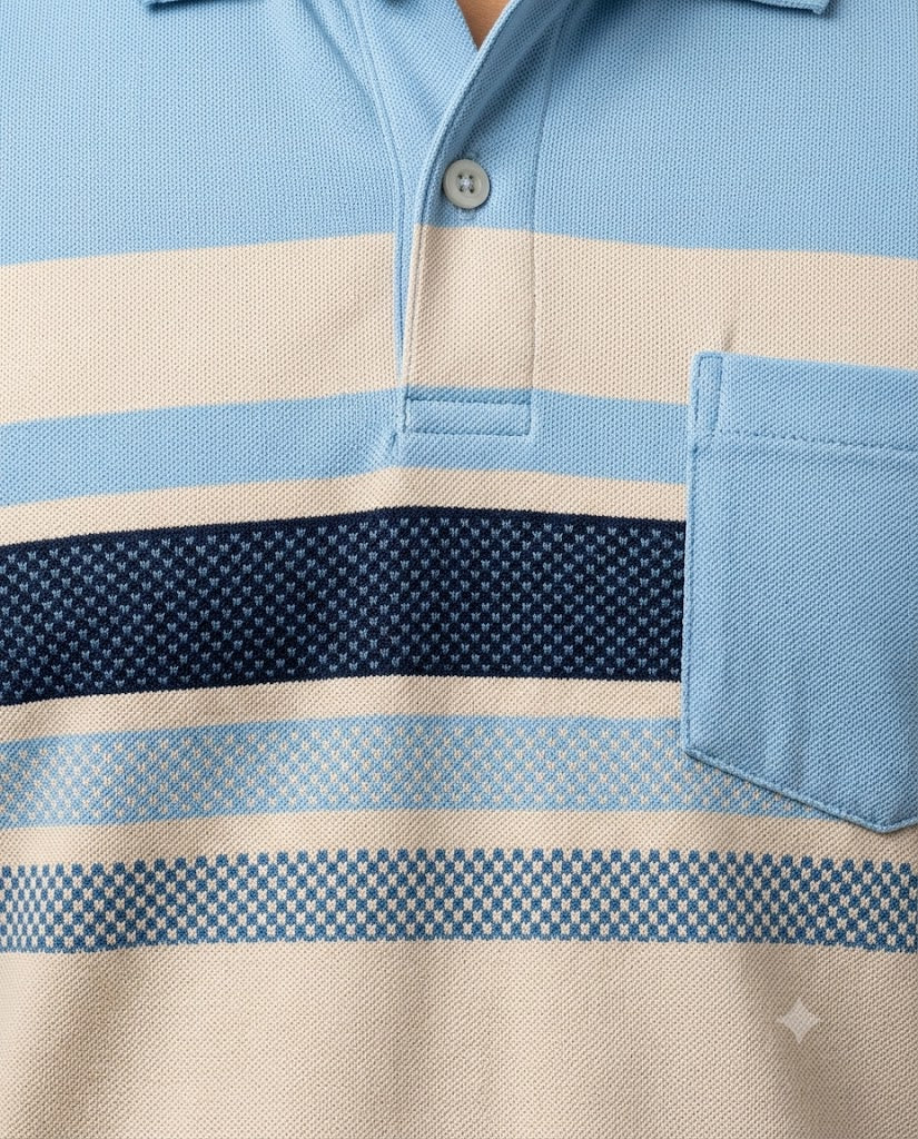 C n C Men's Premium Striped Polo T-Shirt