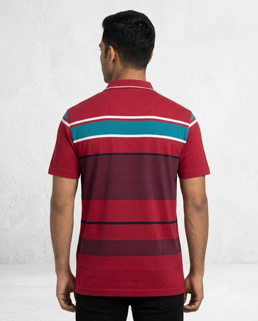 C n C Men's Premium Striped Polo T-Shirt