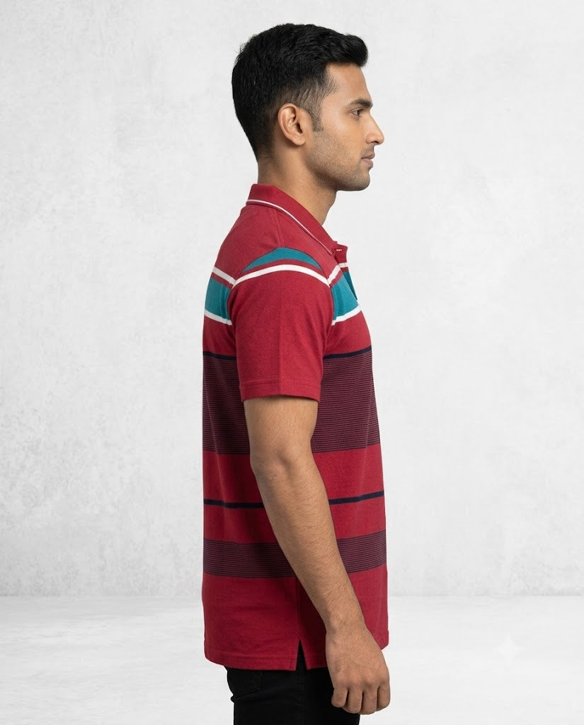 C n C Men's Premium Striped Polo T-Shirt