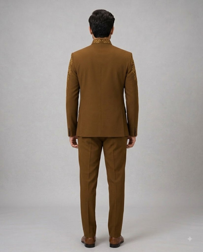 Rajwada Men’s Wear Premium Rich Mocha Brown 2-Piece Jodhpuri Suit