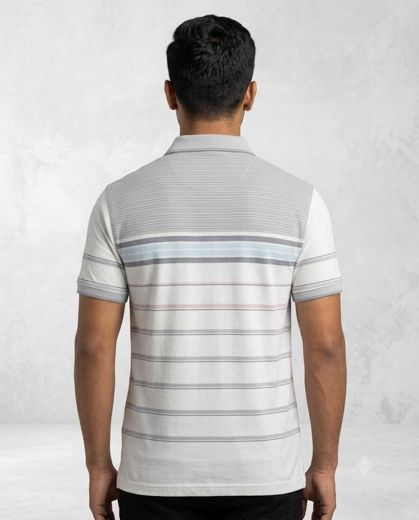 C n C Men's Premium Striped Polo T-Shirt