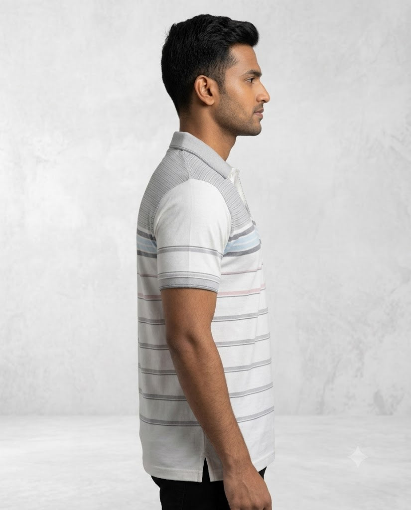 C n C Men's Premium Striped Polo T-Shirt