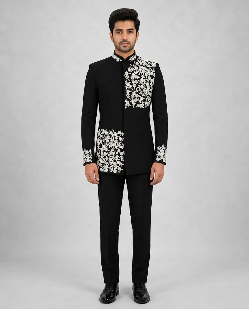 Rajwada Men’s Wear Premium Black 2-Piece Jodhpuri Suit