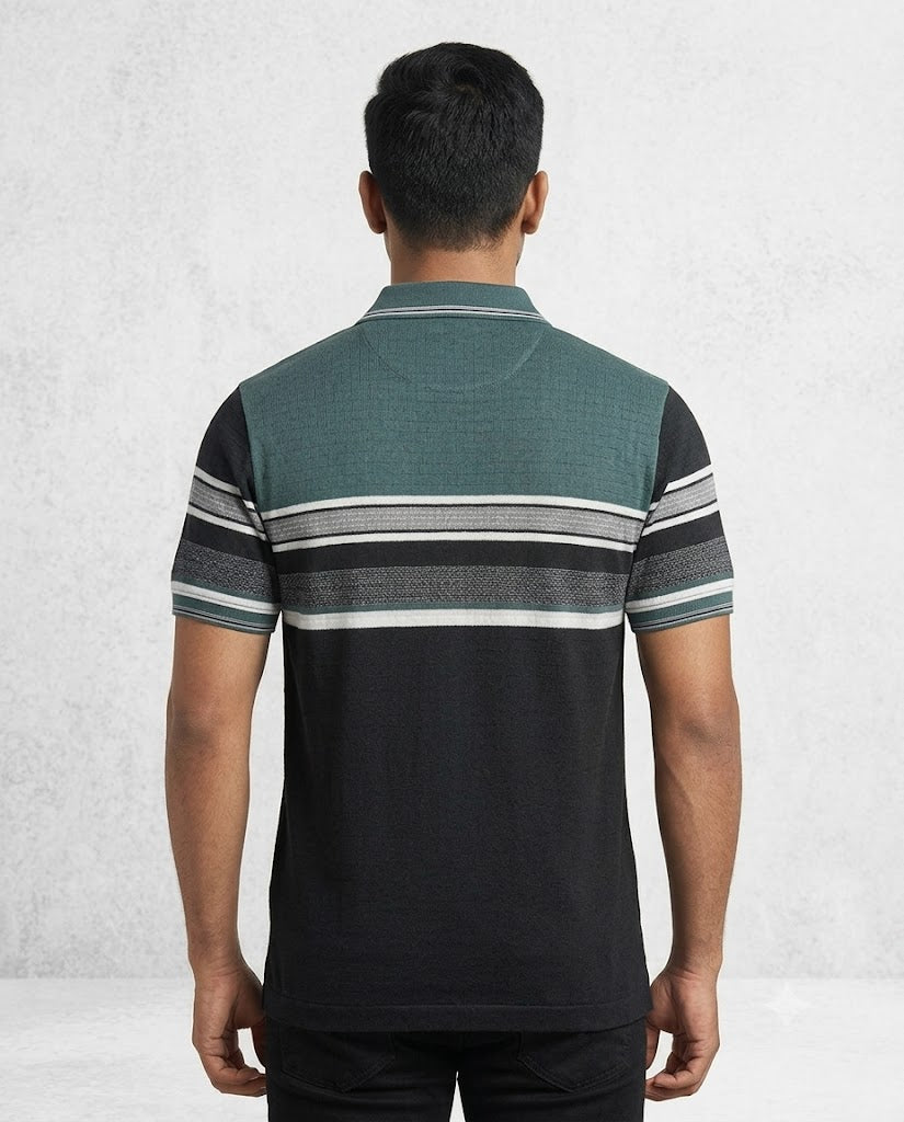 C n C Men's Premium Striped Polo T-Shirt