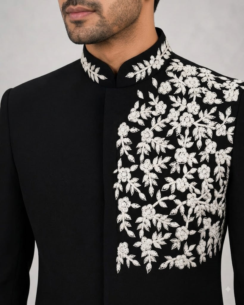 Rajwada Men’s Wear Premium Black 2-Piece Jodhpuri Suit