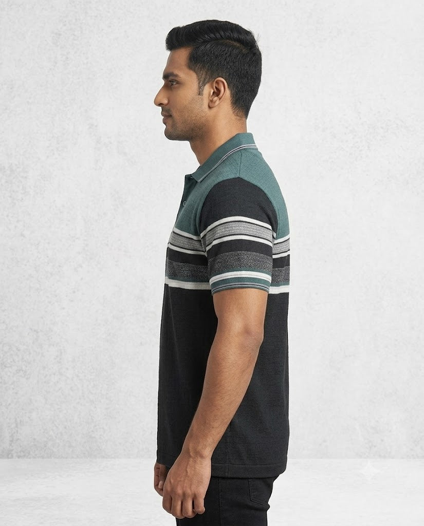 C n C Men's Premium Striped Polo T-Shirt