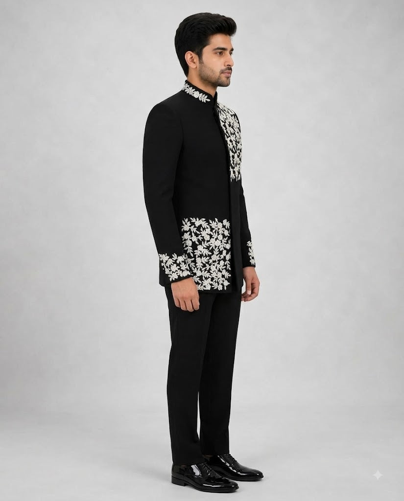 Rajwada Men’s Wear Premium Black 2-Piece Jodhpuri Suit