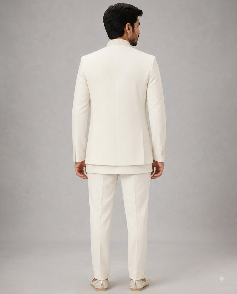 Rajwada Men’s Wear Premium Ivory 3-Piece Jodhpuri Suit