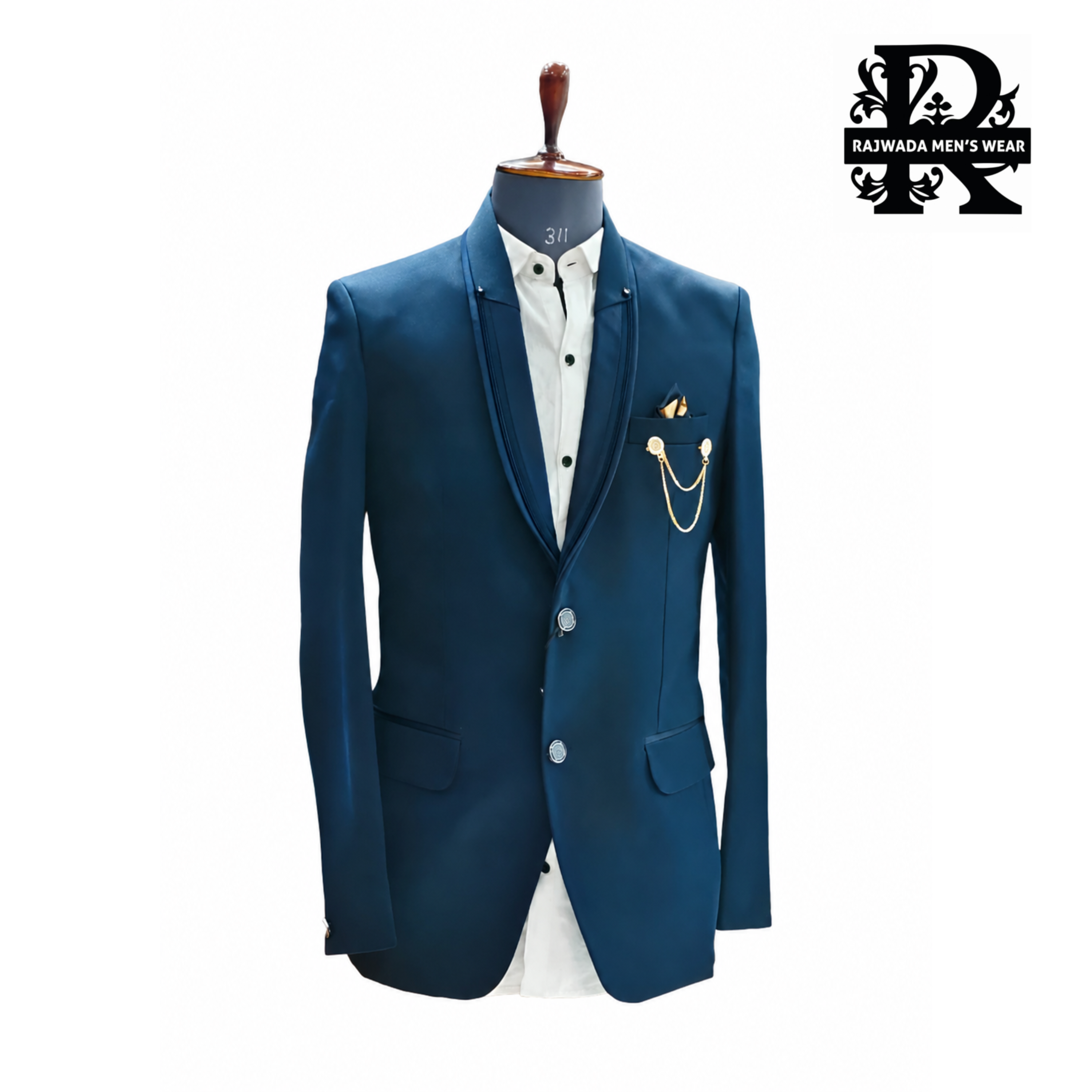 Morpich Royal Blue Designer Blazer with White Shirt