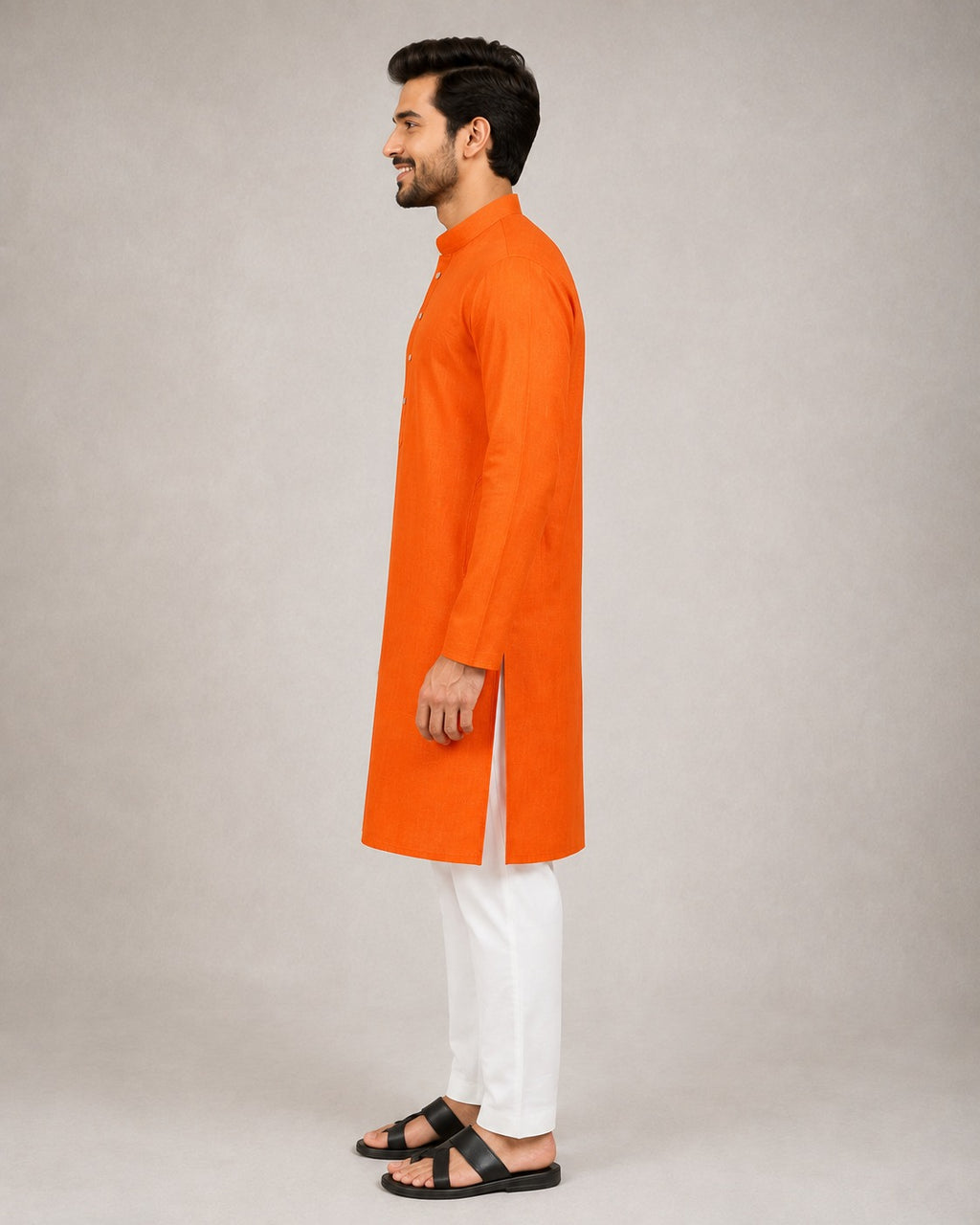 Rajwada Men’s Wear Orange Cotton Kurta Pajama Set