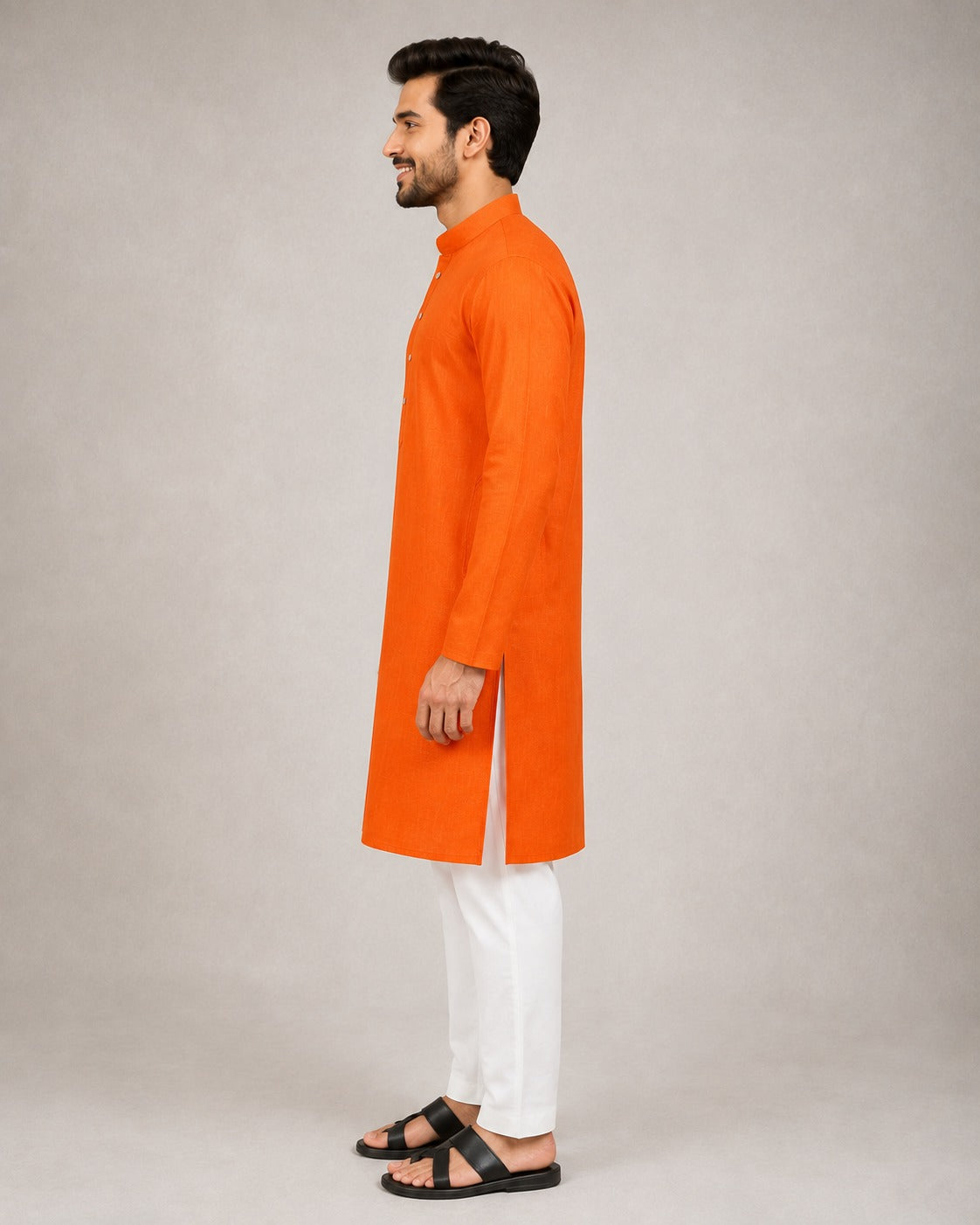Rajwada Men’s Wear Orange Cotton Kurta Pajama Set