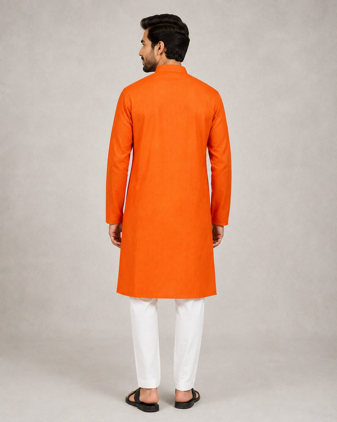 Rajwada Men’s Wear Orange Cotton Kurta Pajama Set
