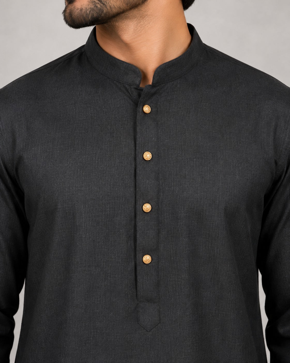 Rajwada Men’s Wear Charcoal Black Cotton Kurta Pajama Set