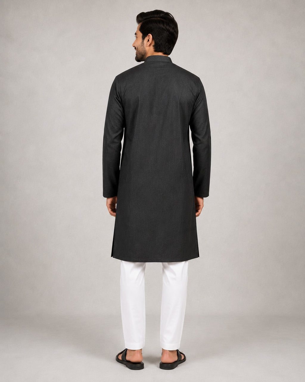 Rajwada Men’s Wear Charcoal Black Cotton Kurta Pajama Set