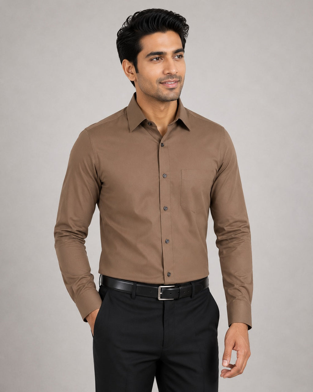Men’s Premium Mocha Brown Blended Cotton Shirt