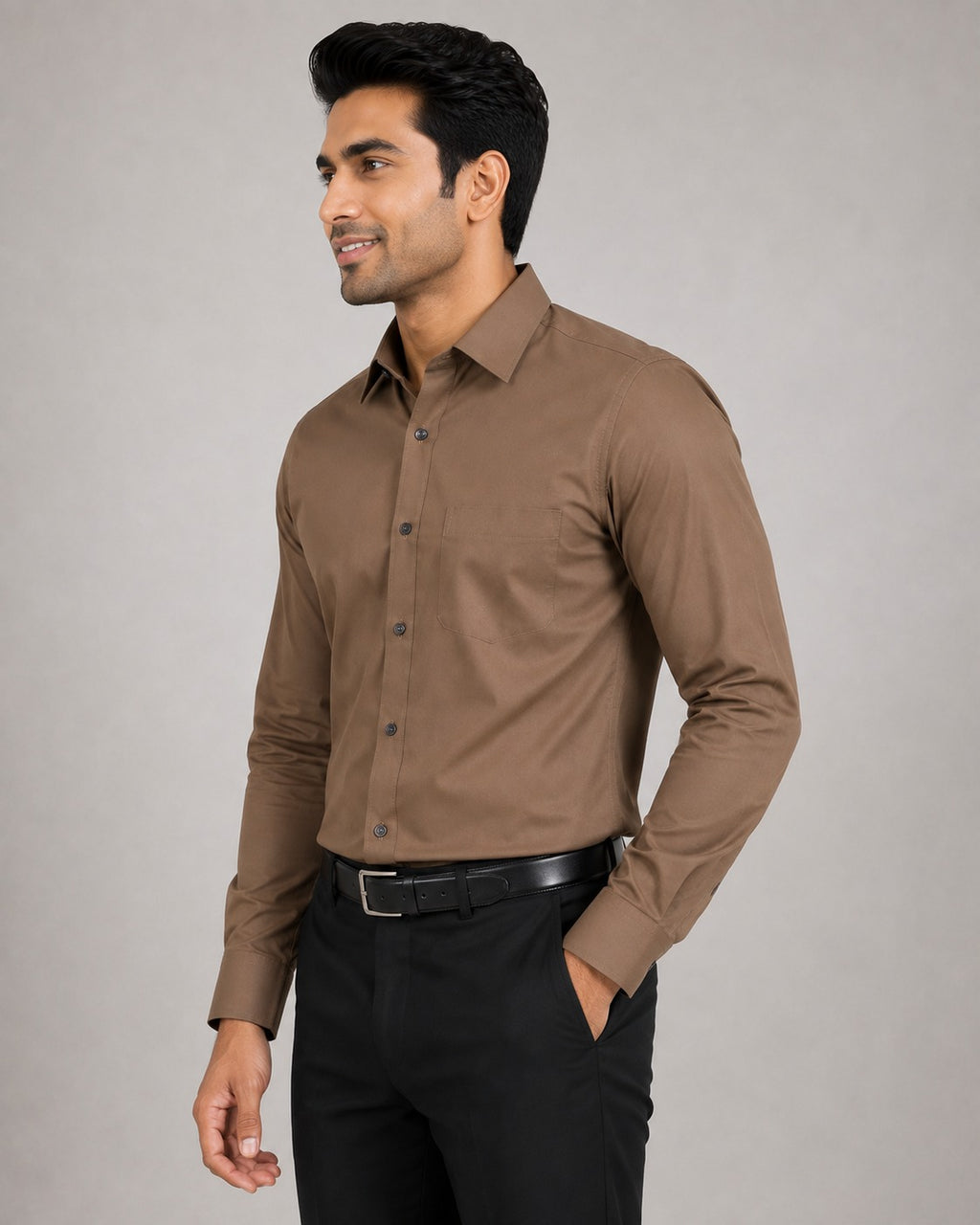 Men’s Premium Mocha Brown Blended Cotton Shirt