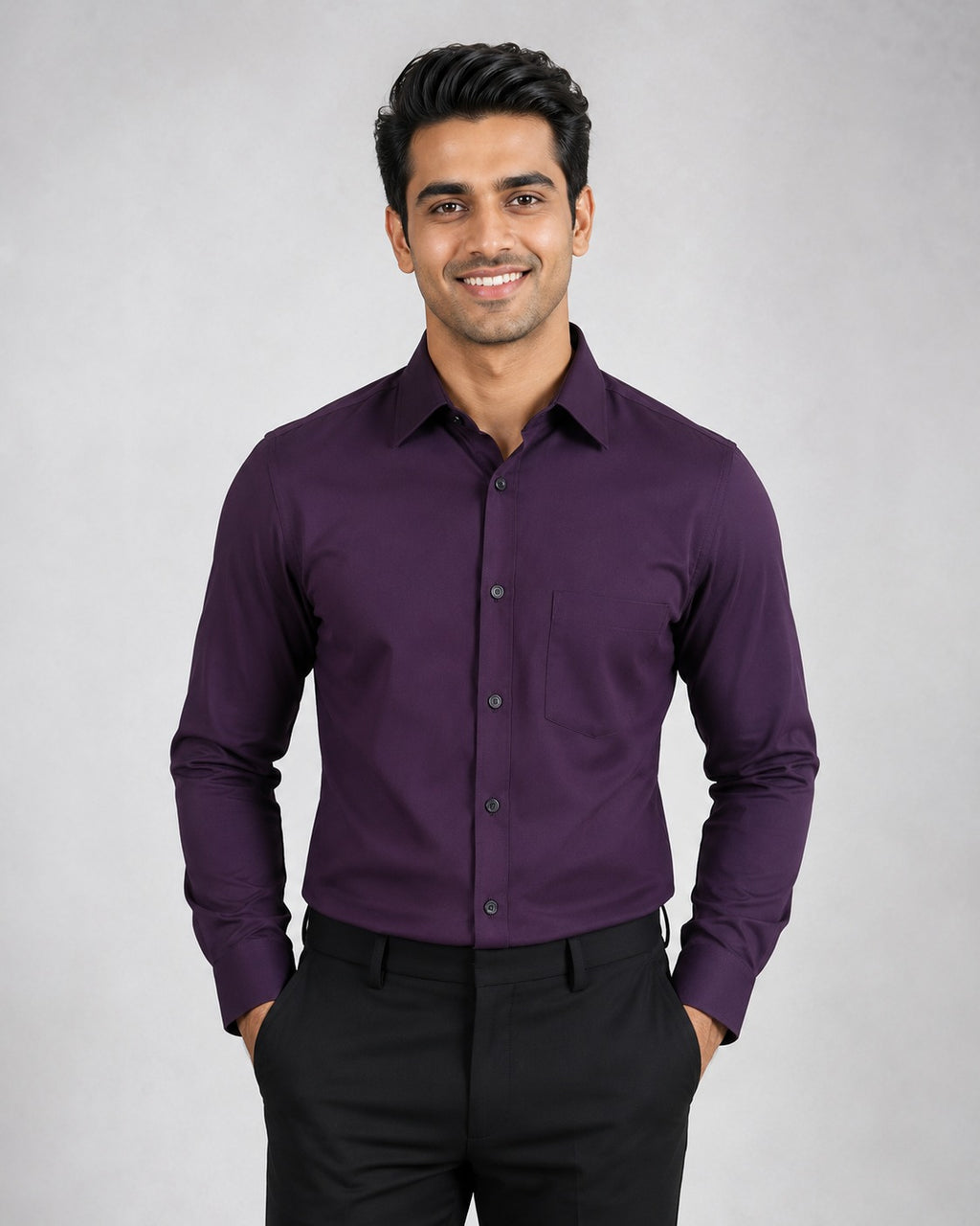 Men’s Premium Deep Purple Blended Cotton Shirt