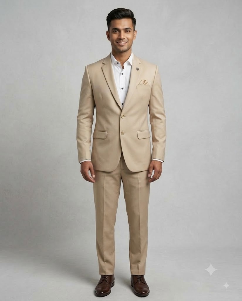 Rajwada Men’s Wear Premium Beige 2-Piece Jodhpuri Suit