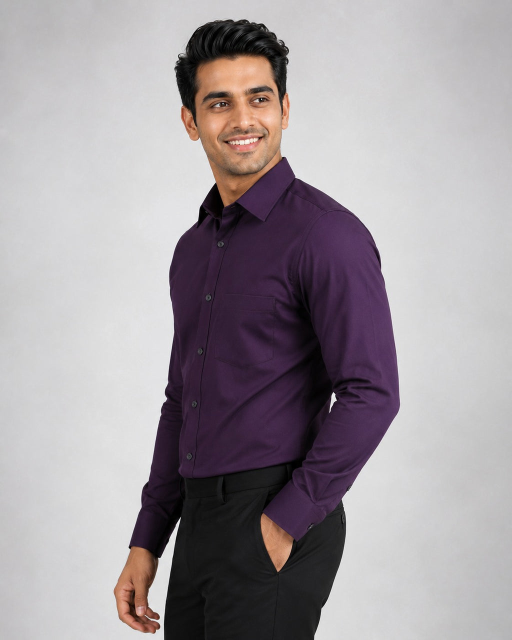 Men’s Premium Deep Purple Blended Cotton Shirt