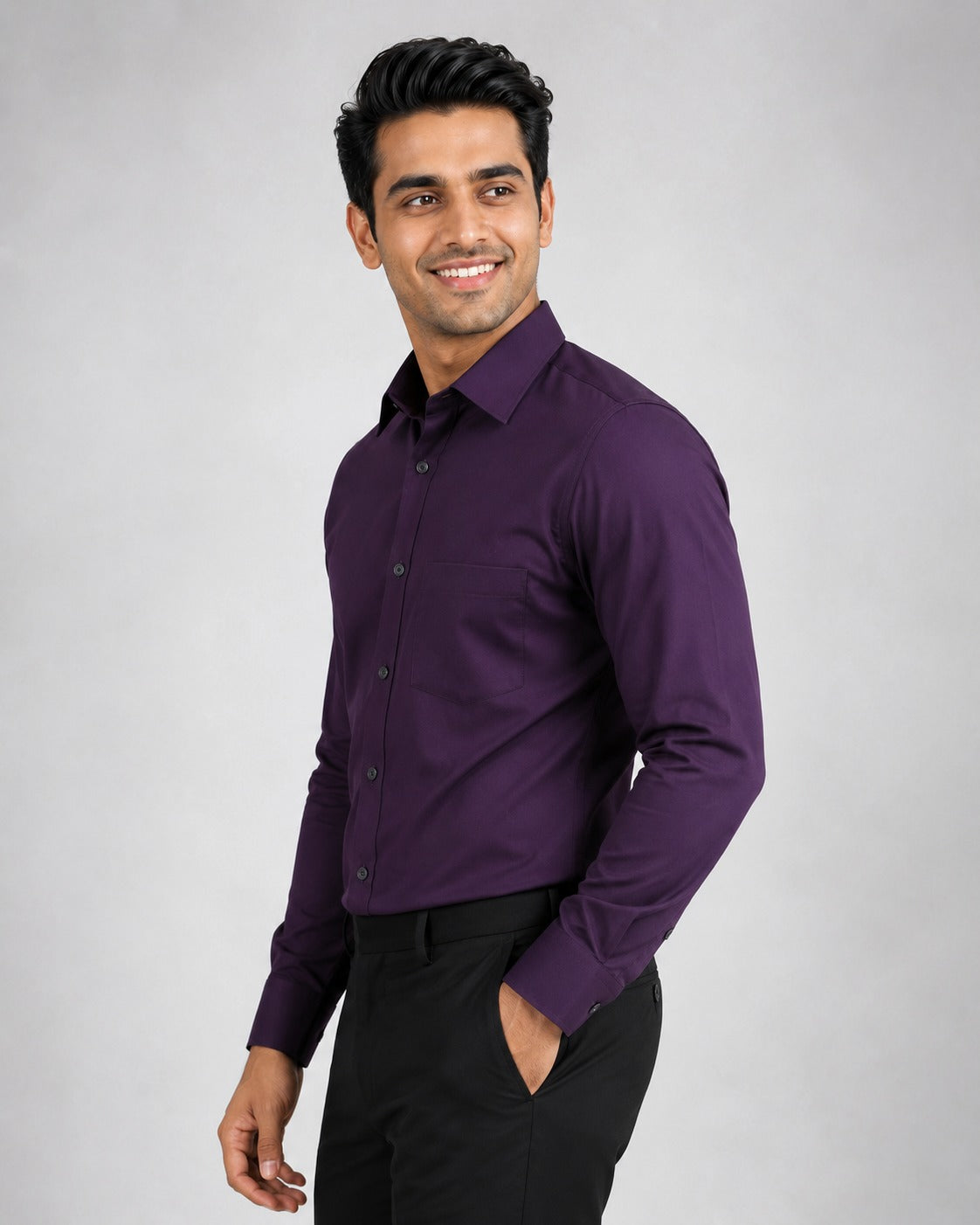 Men’s Premium Deep Purple Blended Cotton Shirt