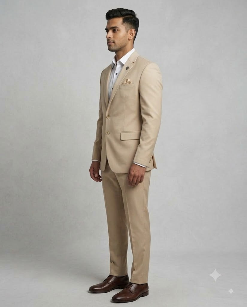 Rajwada Men’s Wear Premium Beige 2-Piece Jodhpuri Suit