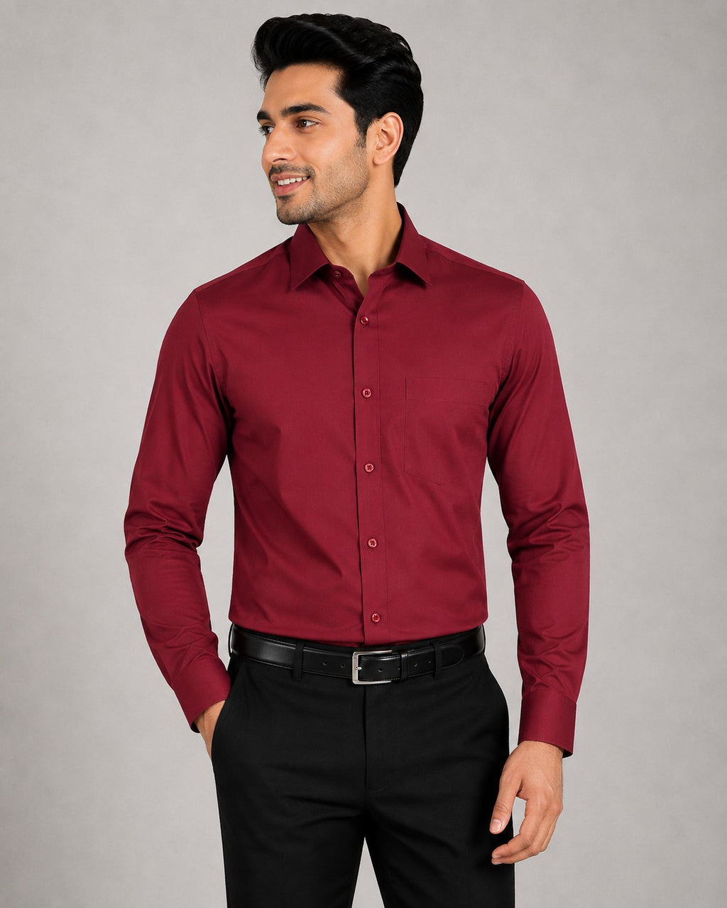 Men’s Premium Maroon Blended Cotton Formal Shirt