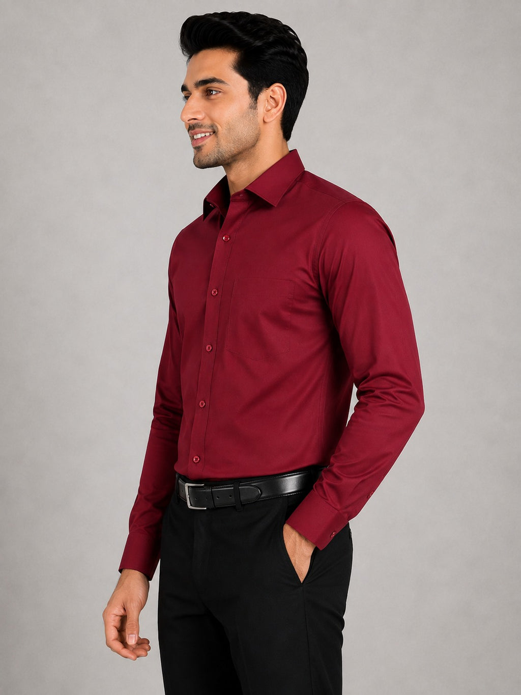 Men’s Premium Maroon Blended Cotton Formal Shirt