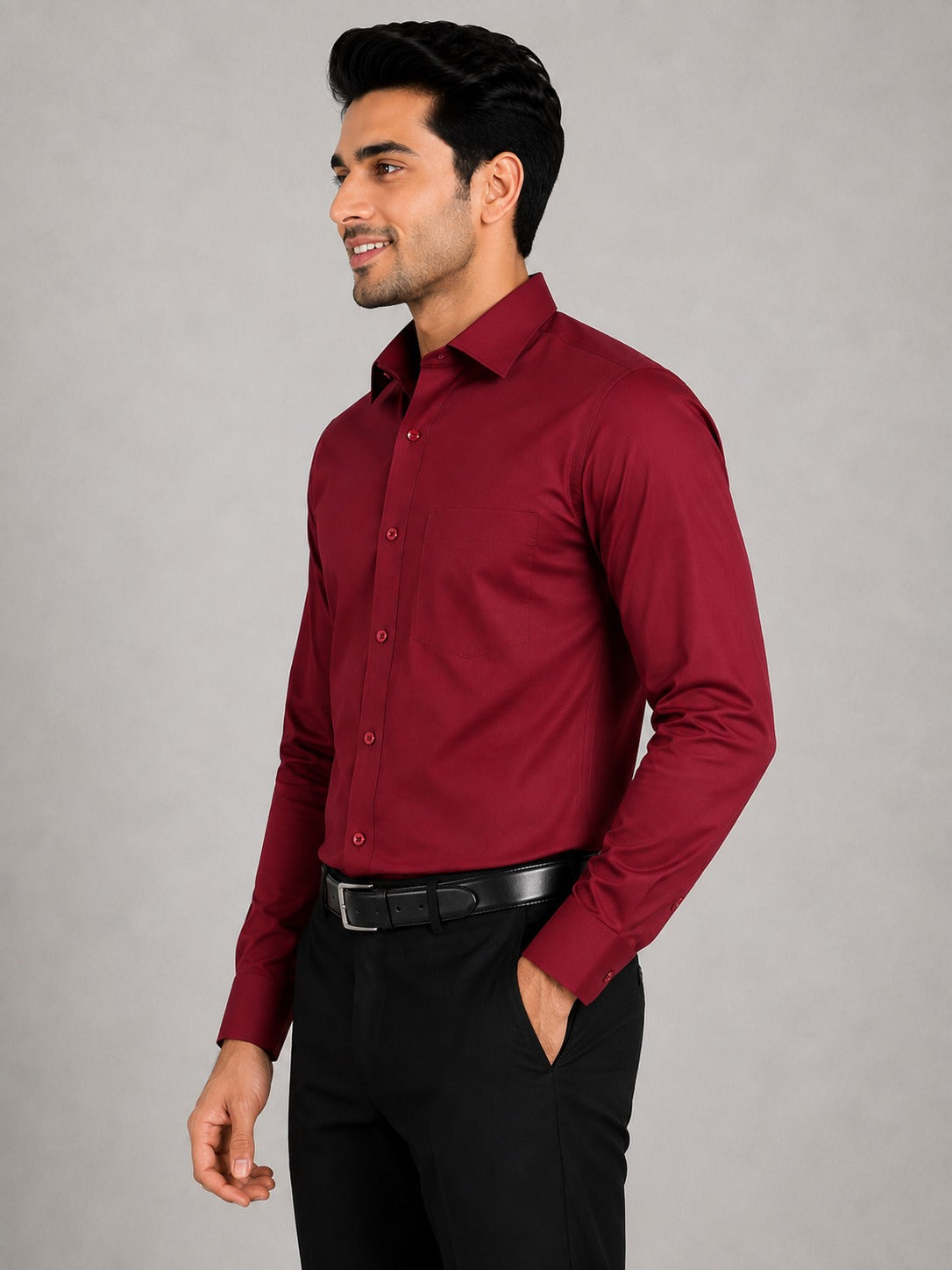 Men’s Premium Maroon Blended Cotton Formal Shirt