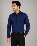 Men’s Premium Navy Blue Blended Cotton Formal Shirt