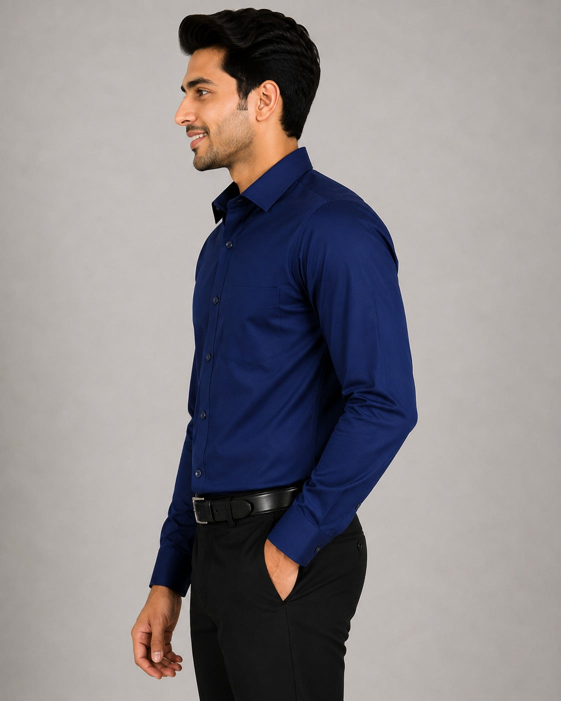 Men’s Premium Navy Blue Blended Cotton Formal Shirt