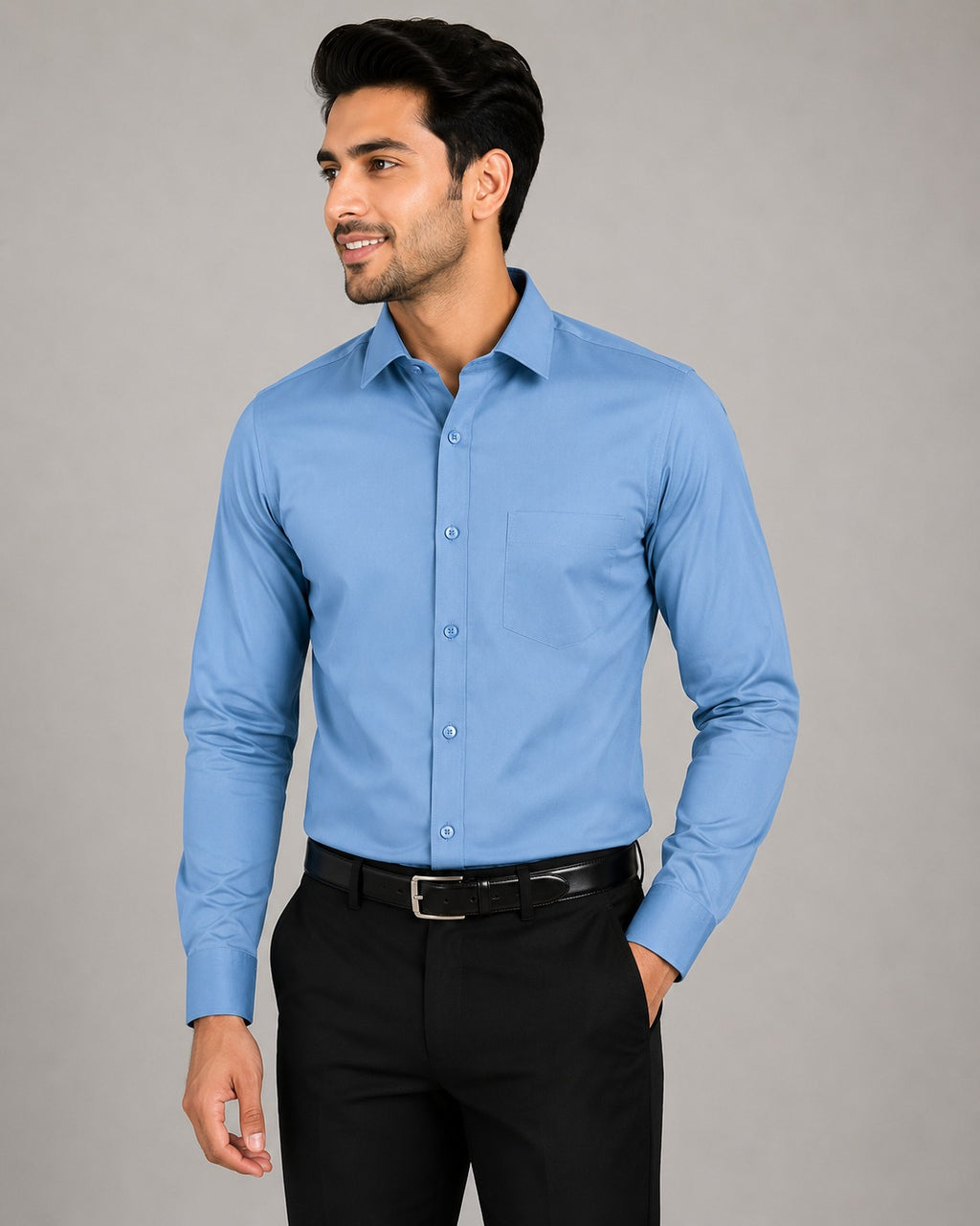 Men’s Premium Sky Blue Blended Cotton Formal Shirt