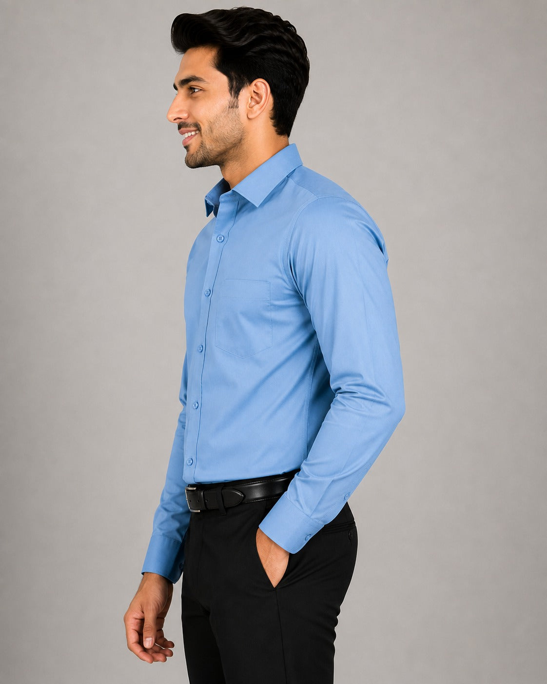 Men’s Premium Sky Blue Blended Cotton Formal Shirt