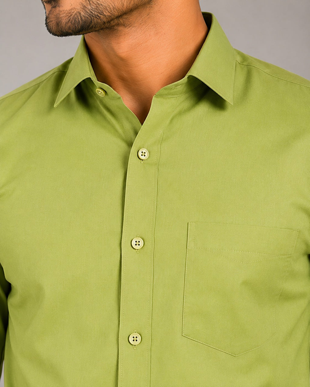 Men’s Olive Green Blended Cotton Formal Shirt