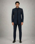 Rajwada Men’s Wear Premium Navy Blue 3-Piece Jodhpuri Suit
