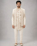 Rajwada Men’s Wear Premium Ivory 3-Piece Indo-Western Suit
