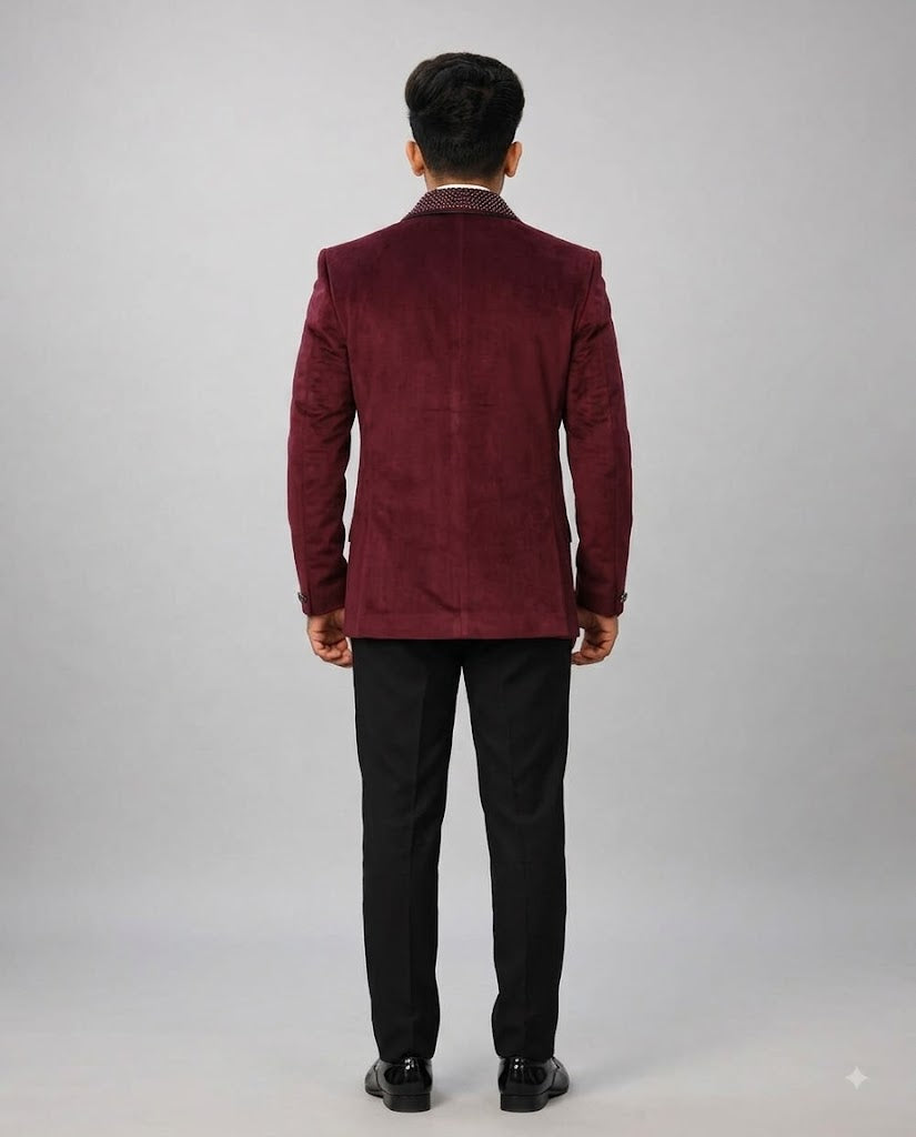 Rajwada Men’s Wear Premium Wine 5-Piece Partywear Suit